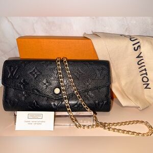 Louis Vuitton Black Clutch with Gold Chain